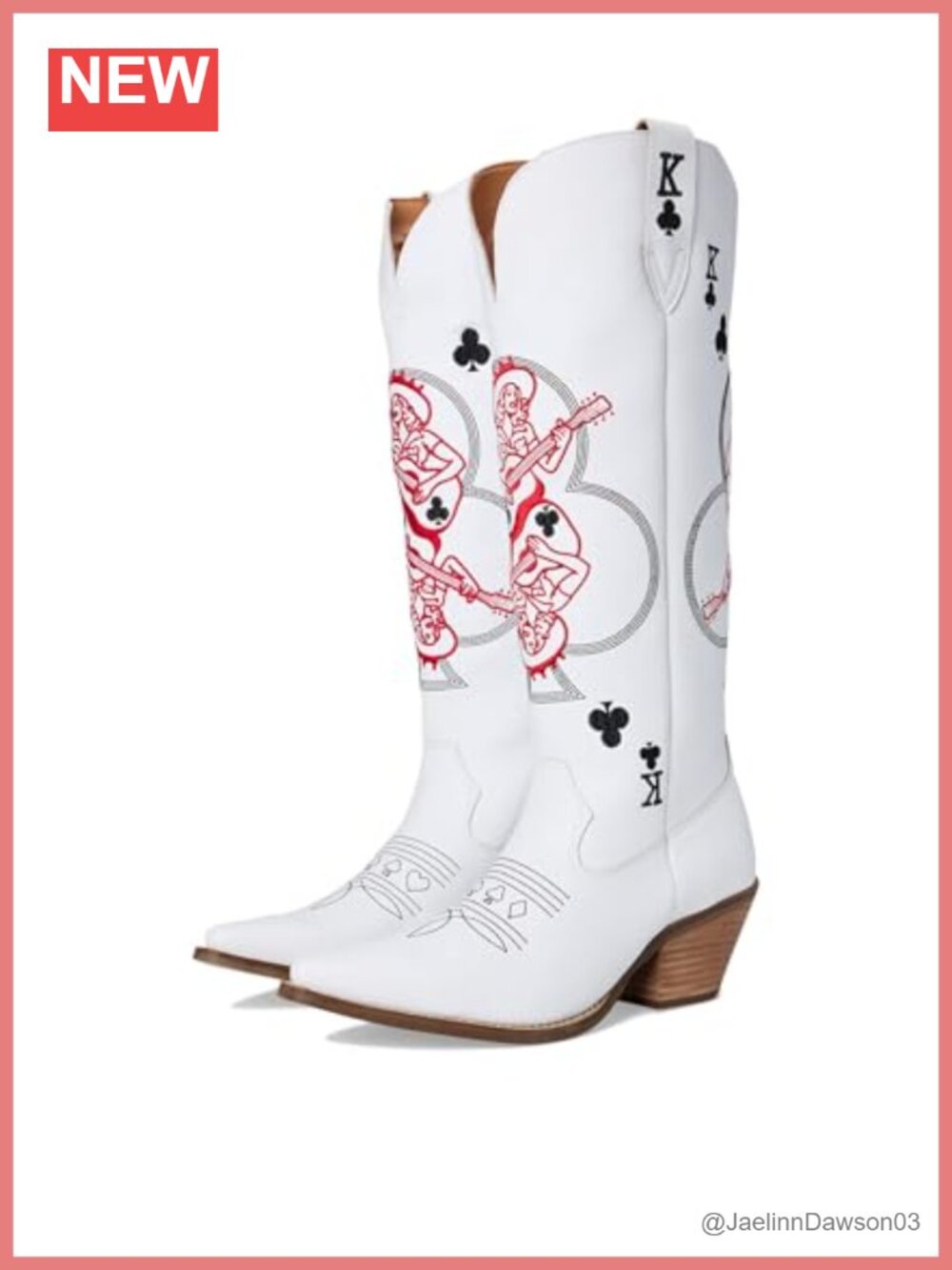 Dingo King of Clubs Leather Mid-Calf Equestrian Boots Snip Toe Block Heel